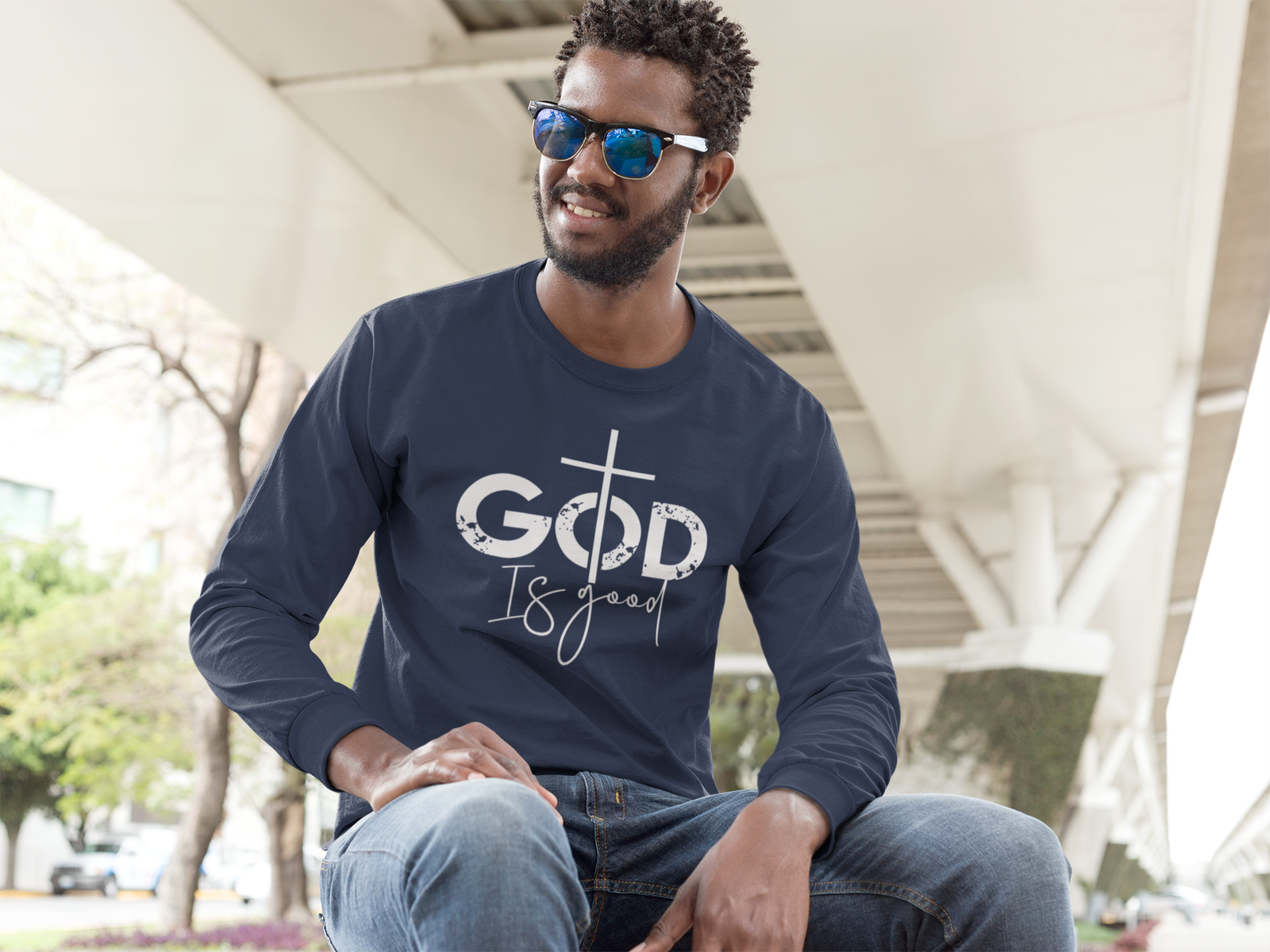 'God Is Good' Christian Long Sleeve Tee - River Front Creations Store