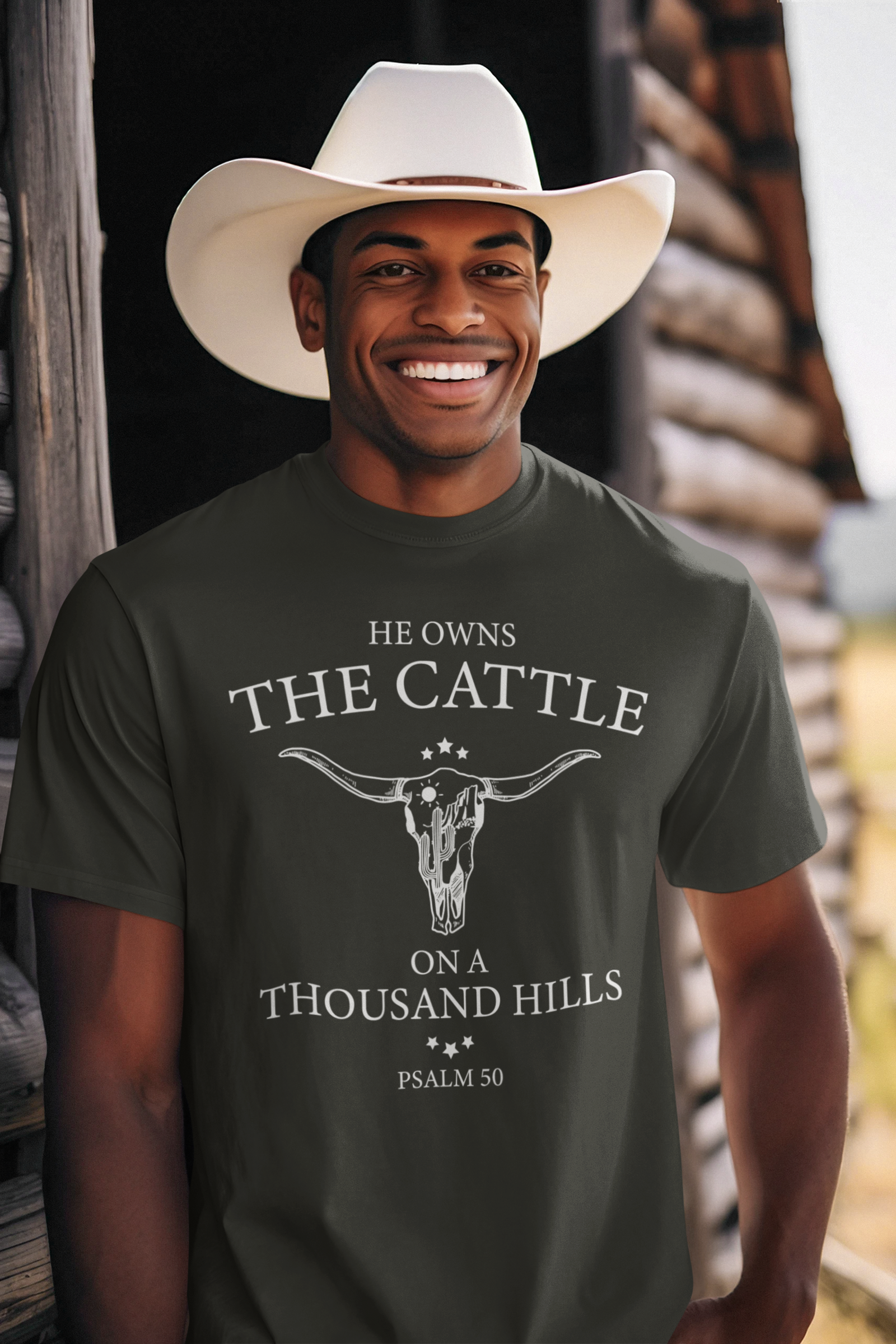 He owns the cattle on a thousand hills - Unisex Heavy Cotton Tee - River Front Creations Store