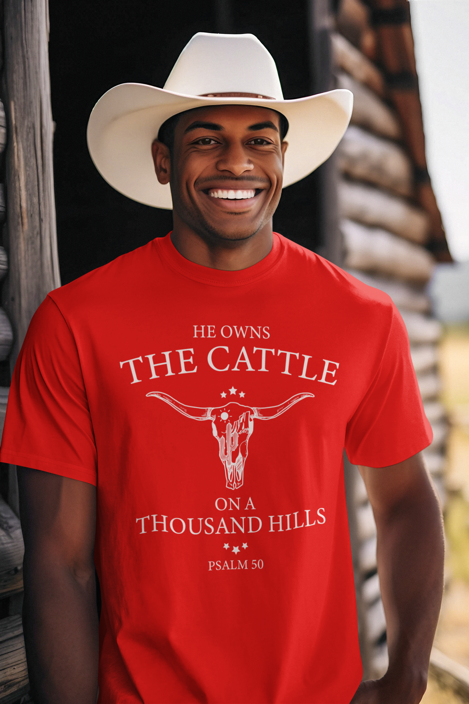 He owns the cattle on a thousand hills - Unisex Heavy Cotton Tee - River Front Creations Store
