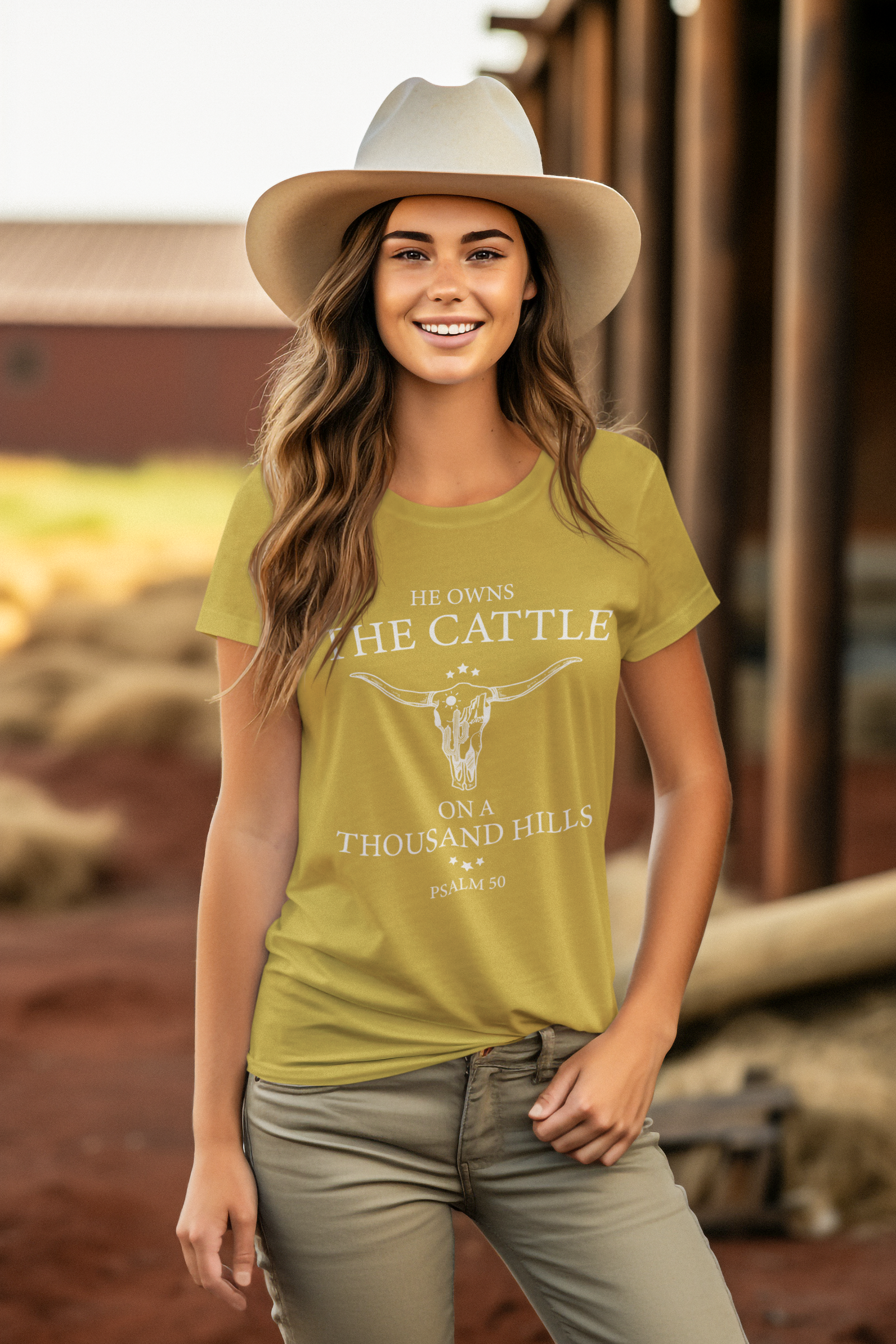 He owns the cattle on a thousand hills - Unisex Heavy Cotton Tee - River Front Creations Store