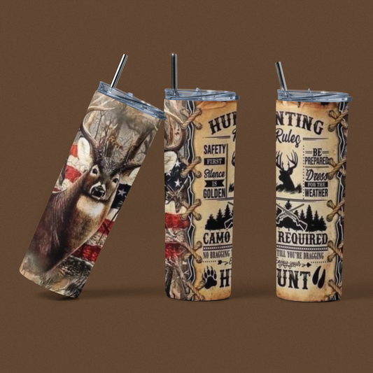 Hunting Rules Stainless Steel Skinny Tumbler - River Front Creations Store