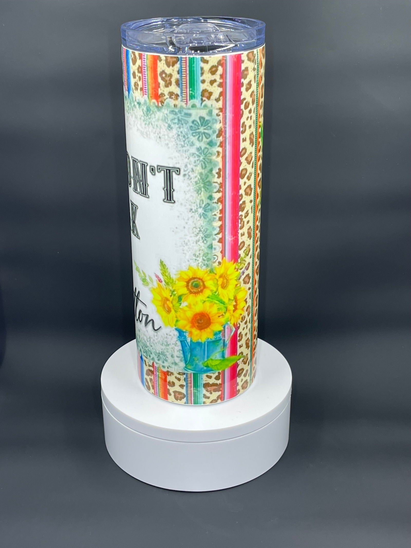 "I don't speak Dipshit" Sunflower Leopard Aztec Tumbler - River Front Creations Store