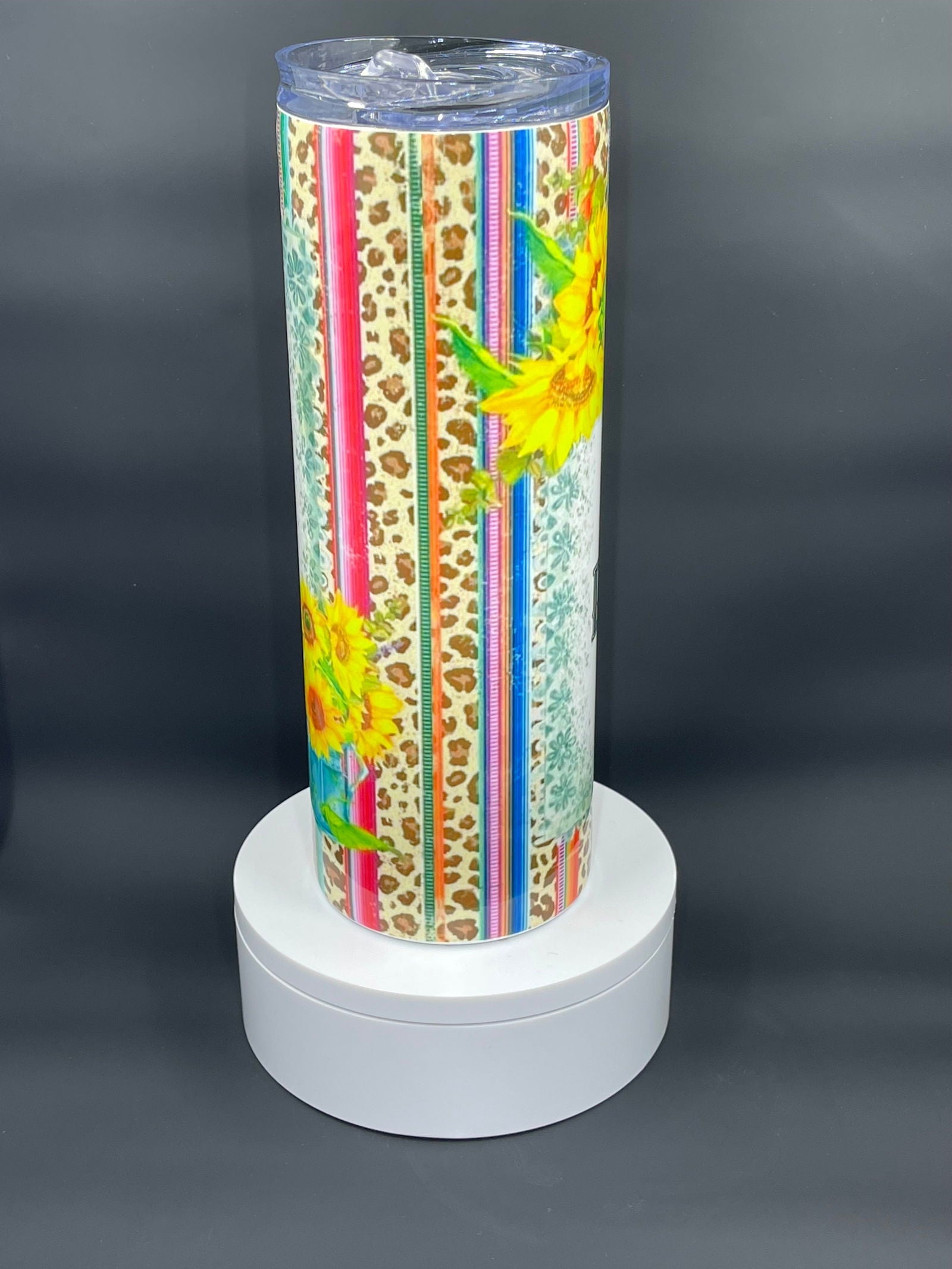 "I don't speak Dipshit" Sunflower Leopard Aztec Tumbler - River Front Creations Store