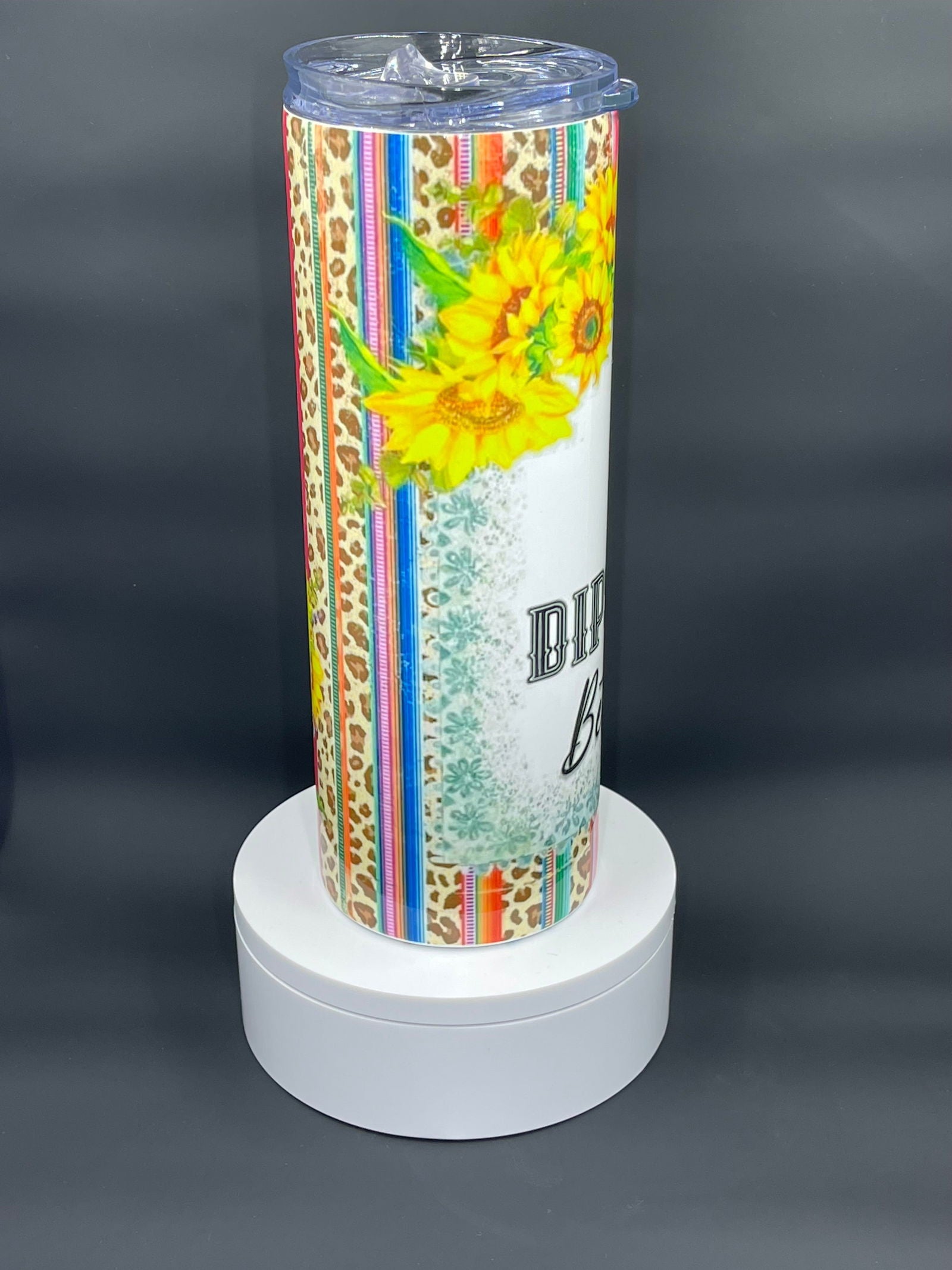 "I don't speak Dipshit" Sunflower Leopard Aztec Tumbler - River Front Creations Store