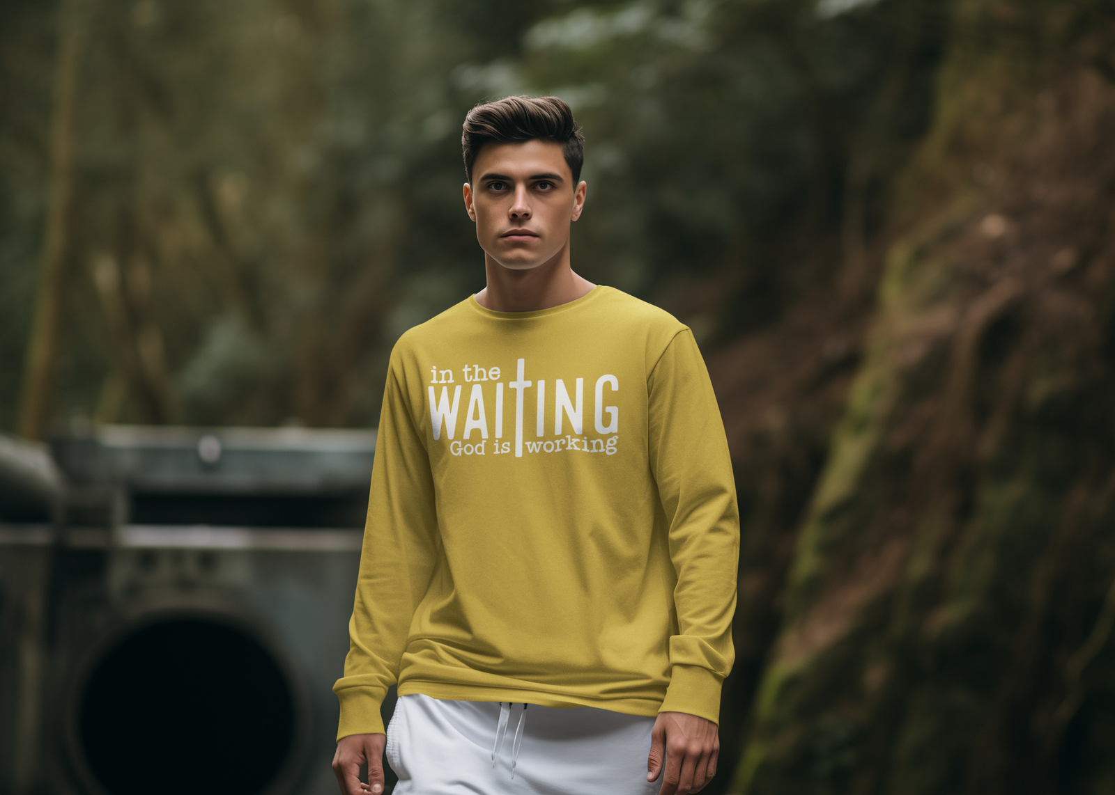 In the waiting God is working - Unisex Cotton Shirt - River Front Creations Store