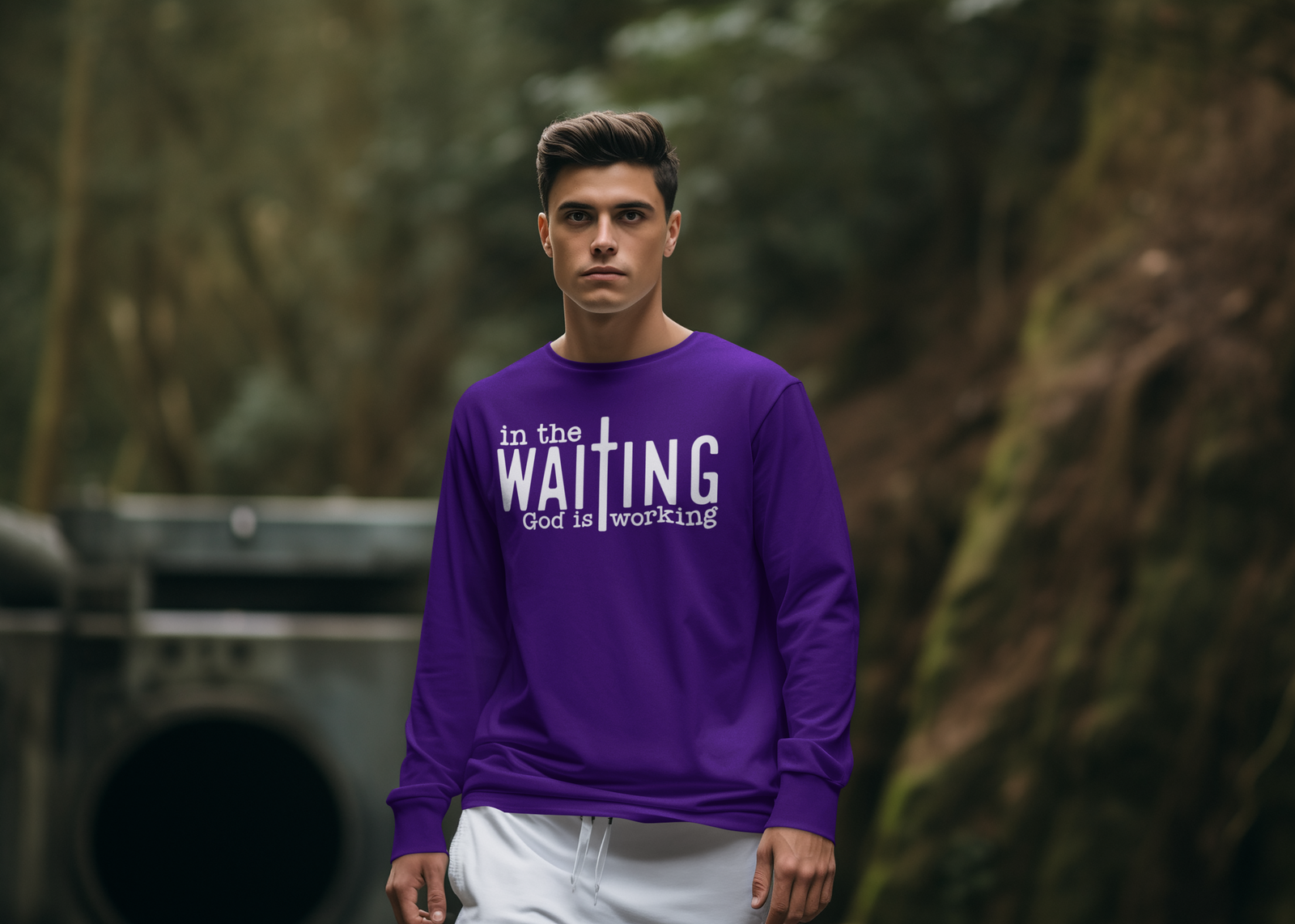In the waiting God is working - Unisex Cotton Shirt - River Front Creations Store