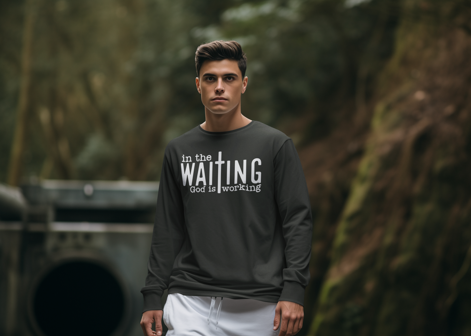 In the waiting God is working - Unisex Cotton Shirt - River Front Creations Store