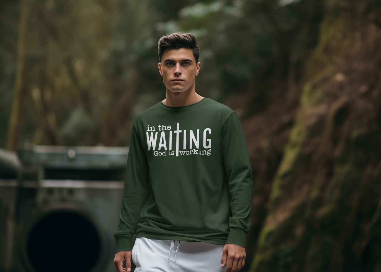 In the waiting God is working - Unisex Cotton Shirt - River Front Creations Store