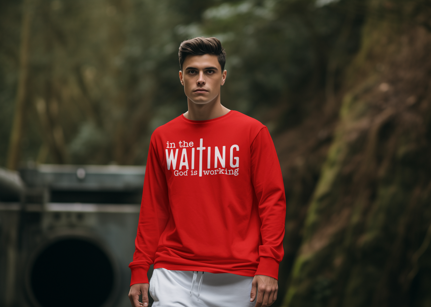 In the waiting God is working - Unisex Cotton Shirt - River Front Creations Store
