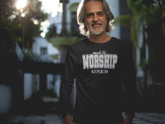 Made to Worship Long Sleeve Tee - Psalm 95:1 Unisex Cotton Shirt - River Front Creations Store