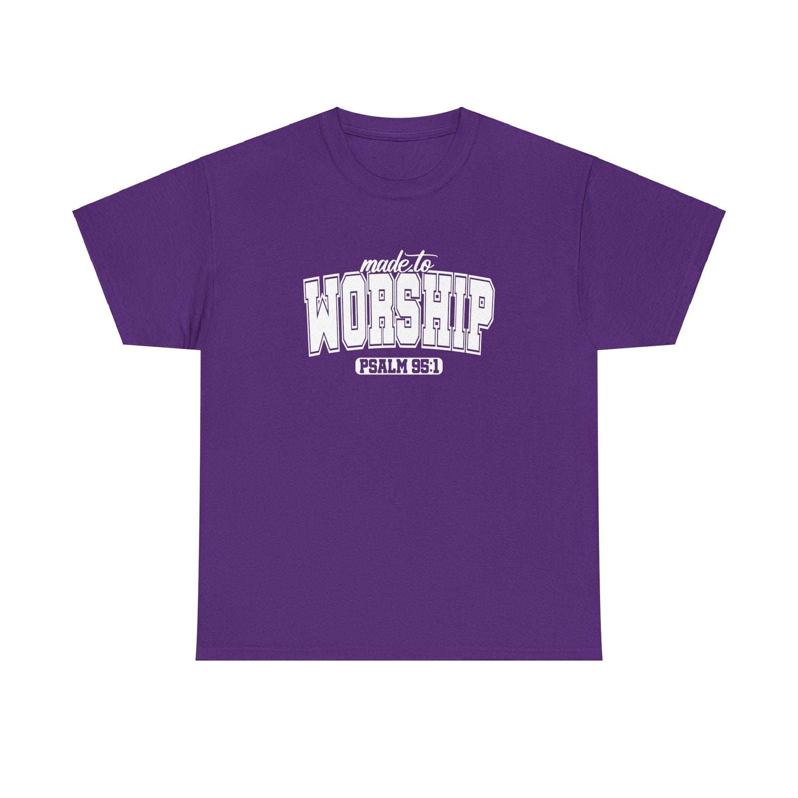 Made to Worship Unisex Heavy Cotton Tee - Psalm 95:1 Inspirational Shirt - River Front Creations Store