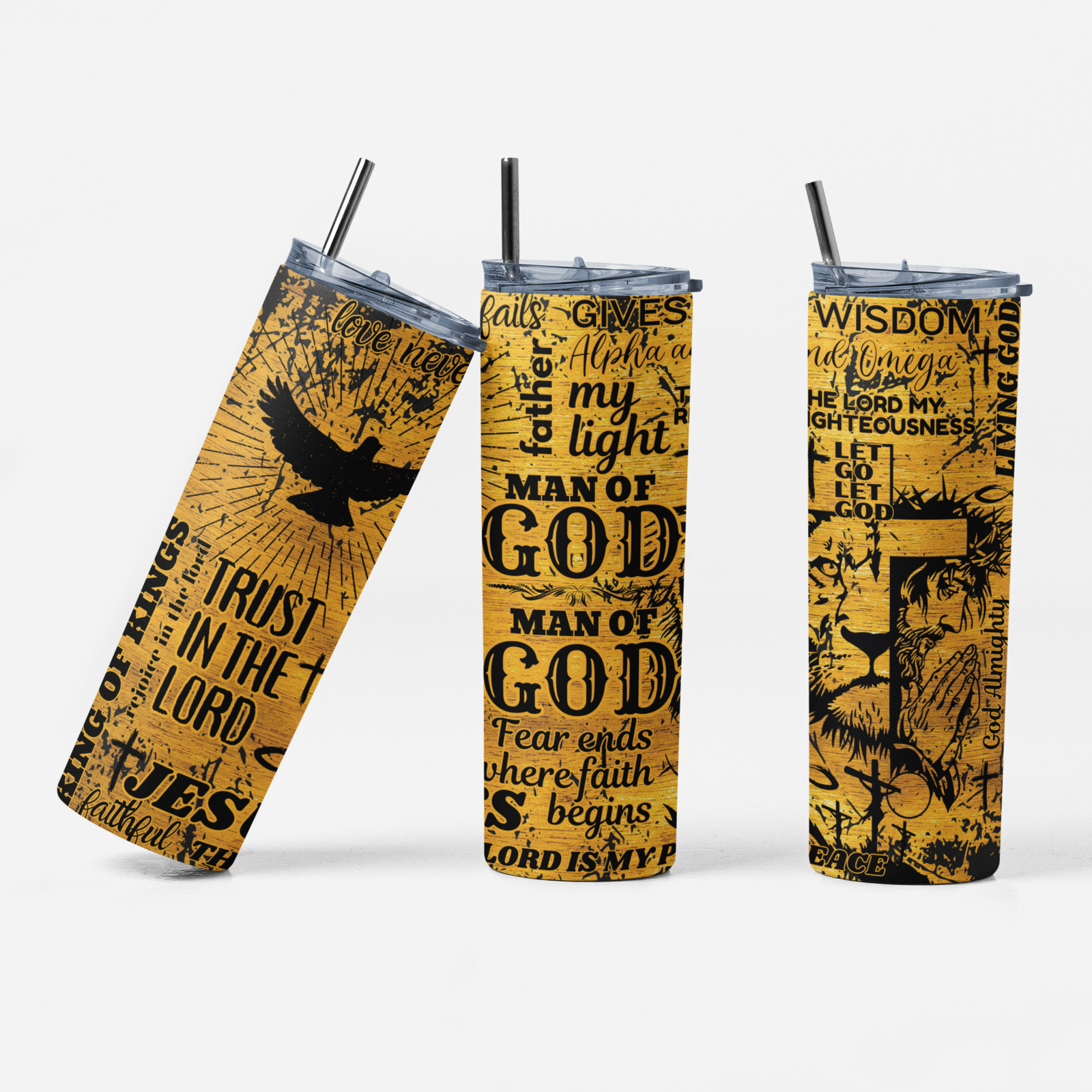 Man of God Skinny Tumbler, Man of God Sublimation, Christian Design, Man of Faith - River Front Creations Store