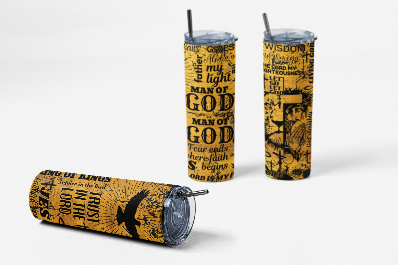 Man of God Skinny Tumbler, Man of God Sublimation, Christian Design, Man of Faith - River Front Creations Store
