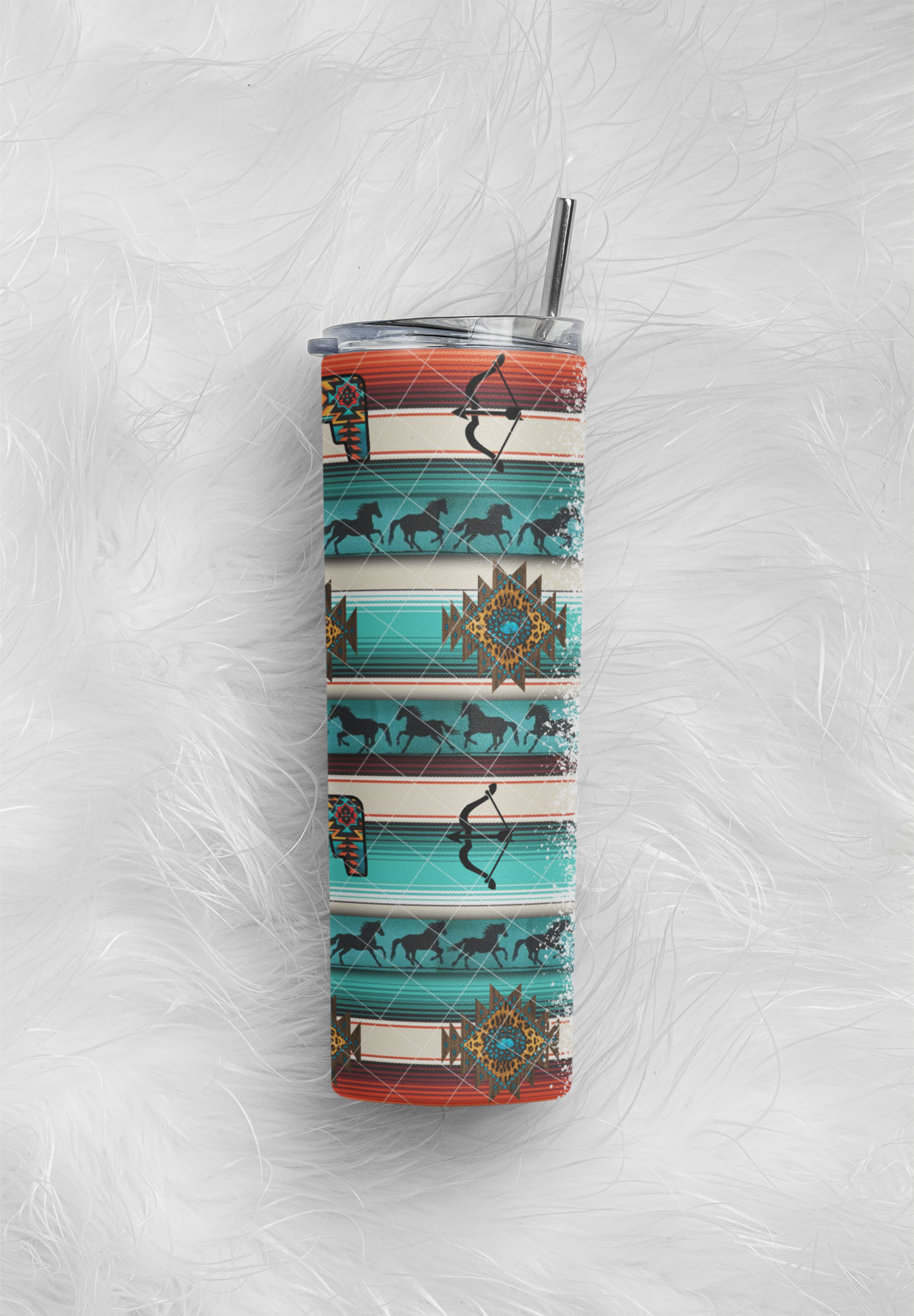 Personalized Southwest Aztec Tumbler, matching custom font - River Front Creations Store