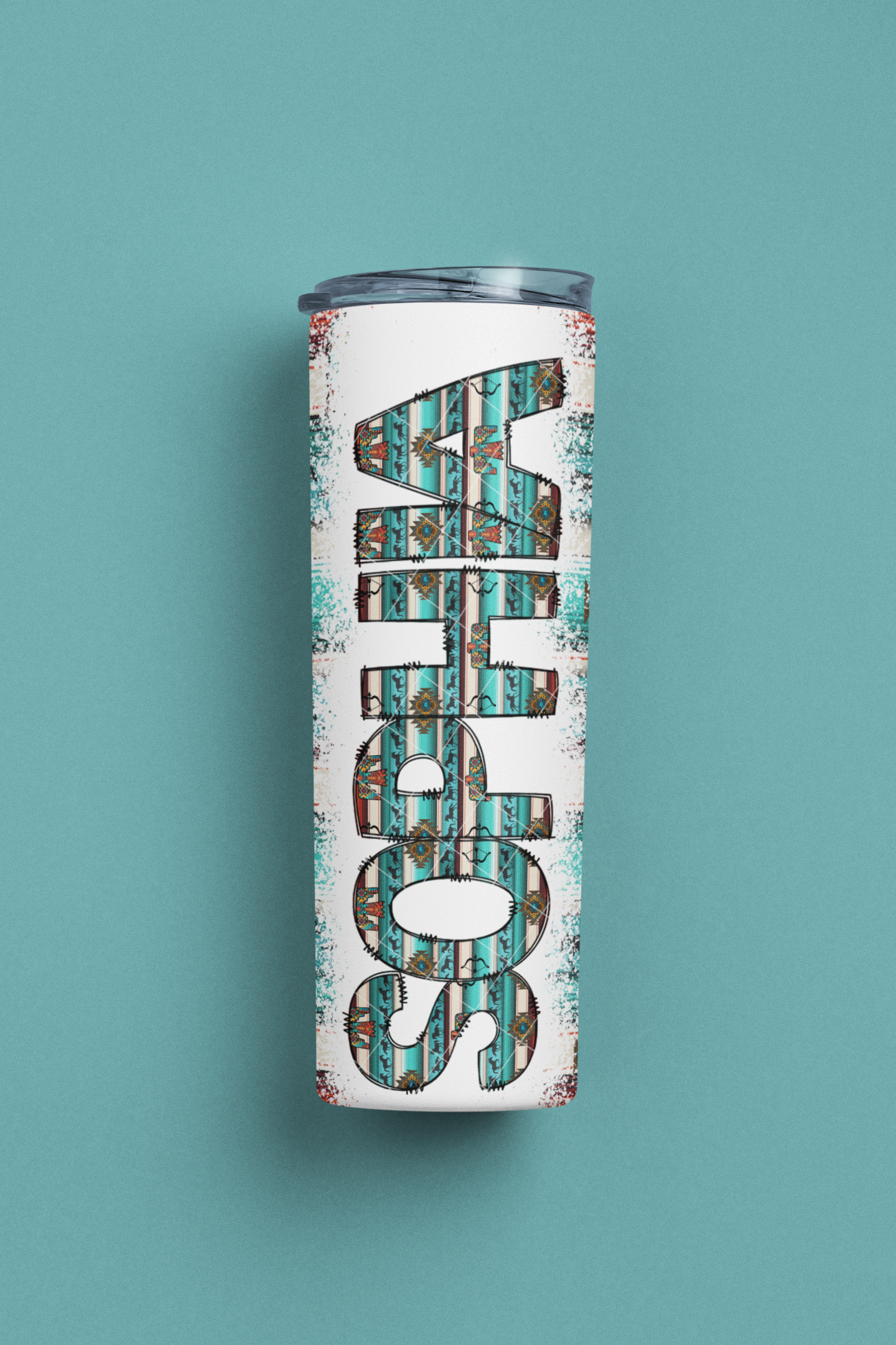 Personalized Southwest Aztec Tumbler, matching custom font - River Front Creations Store