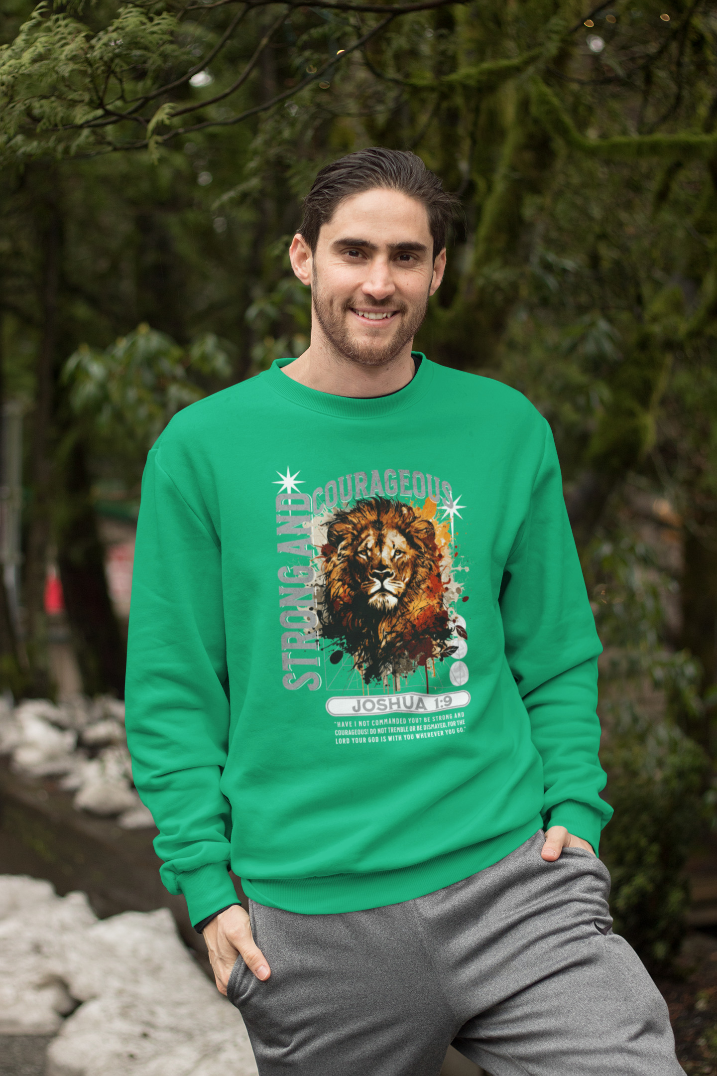 Strong and Courageous - Joshua 1:9 Sweatshirt - River Front Creations Store