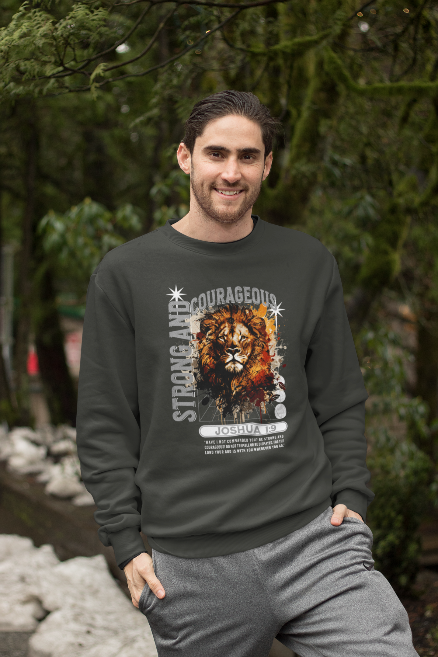 Strong and Courageous - Joshua 1:9 Sweatshirt - River Front Creations Store