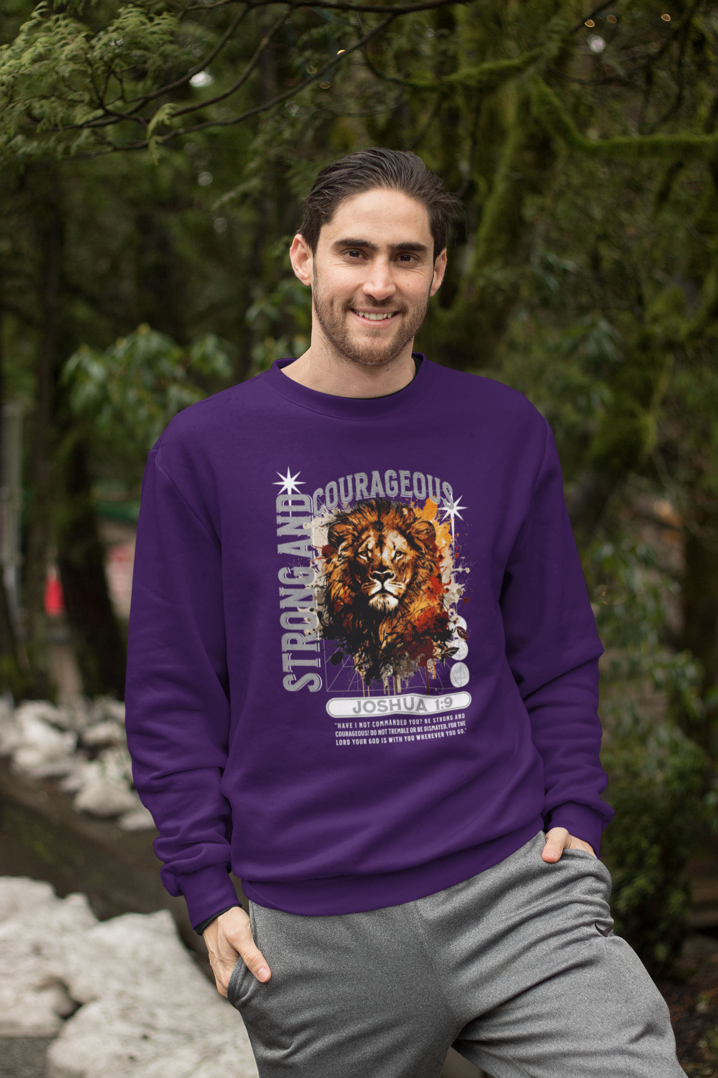 Strong and Courageous - Joshua 1:9 Sweatshirt - River Front Creations Store