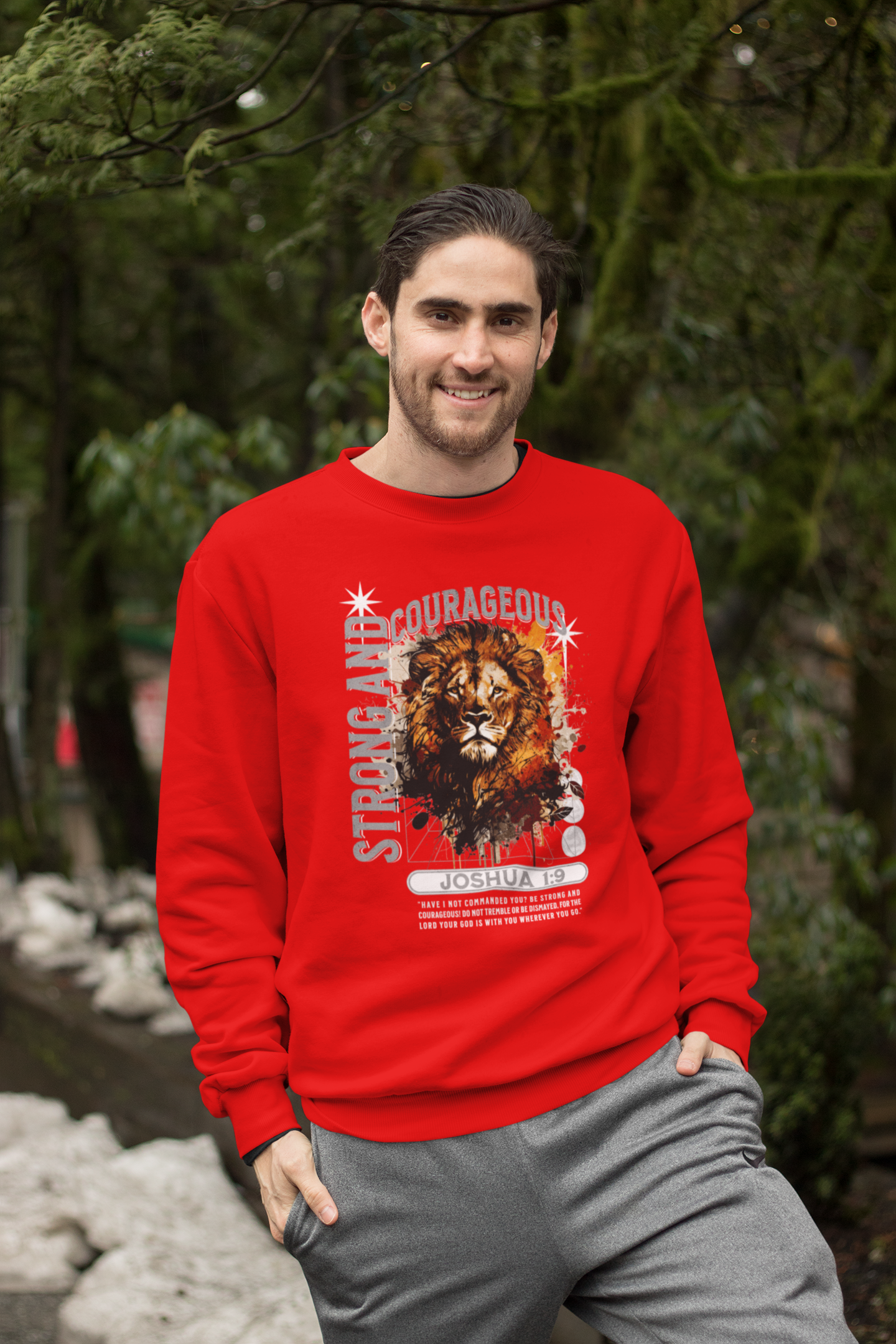 Strong and Courageous - Joshua 1:9 Sweatshirt - River Front Creations Store