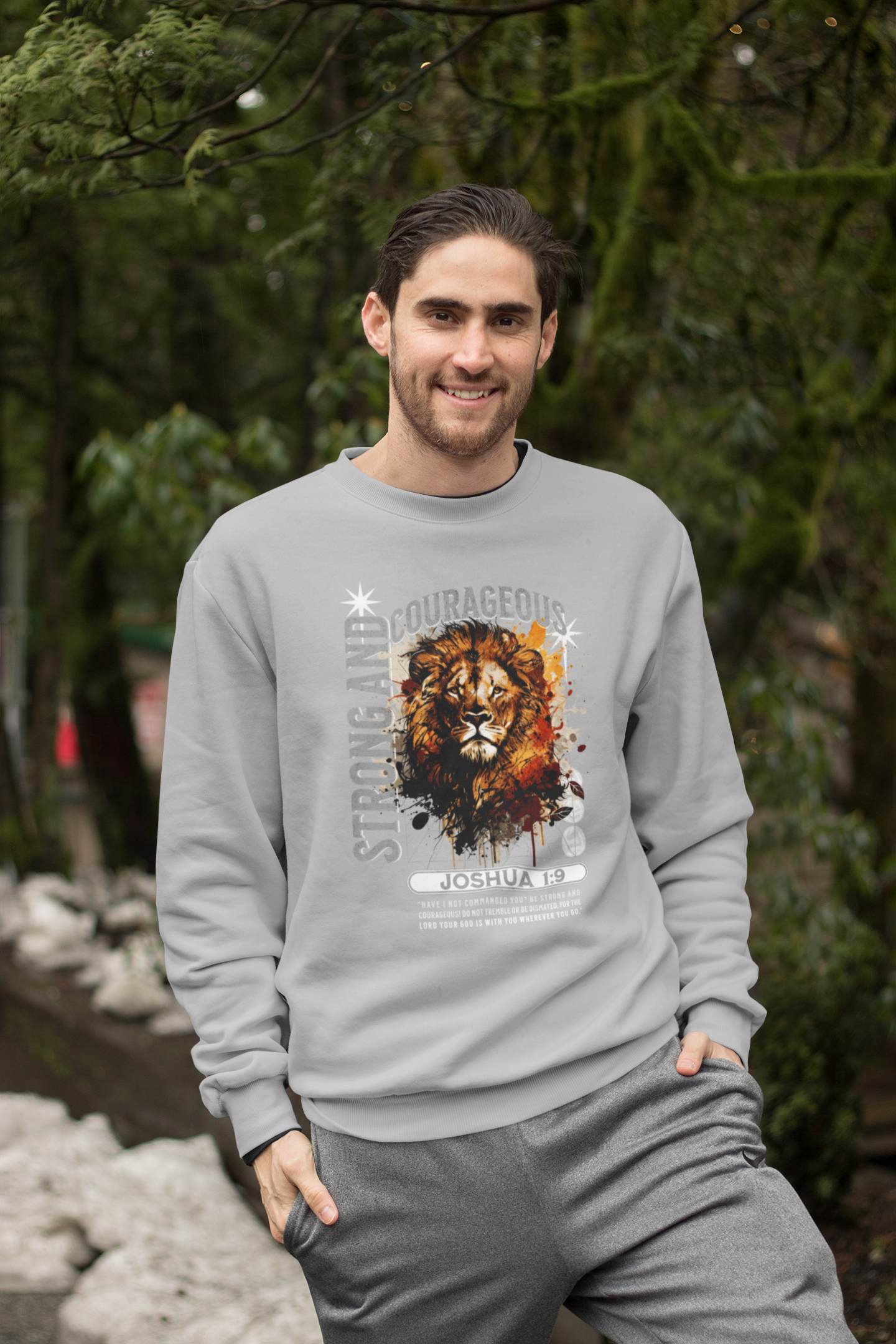 Strong and Courageous - Joshua 1:9 Sweatshirt - River Front Creations Store