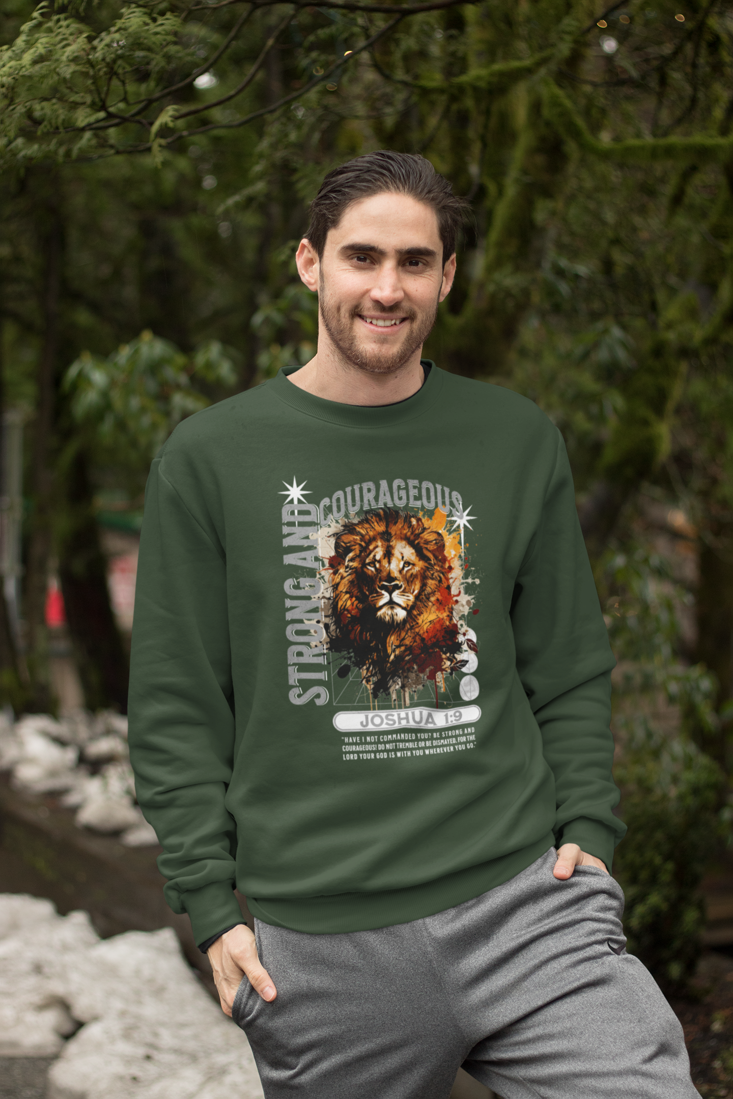 Strong and Courageous - Joshua 1:9 Sweatshirt - River Front Creations Store