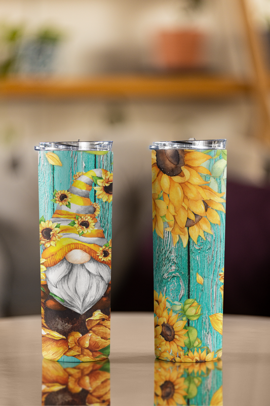 Sunflower Gnome Stainless Steel Tumbler - River Front Creations Store