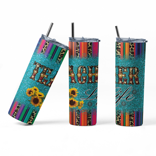 Teaching Life multi-colored Stainless Steel tumbler - River Front Creations Store