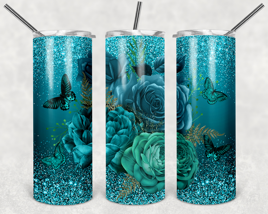 Teal RoseTumbler - River Front Creations Store