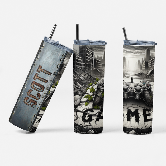 Personalized Gamer Tumbler, Sublimation Gamer Skinny Tumbler,